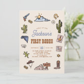 ファーストロデオワイルドウエストハンドドロッド子供の誕生日 招待状 (スタンド正面)