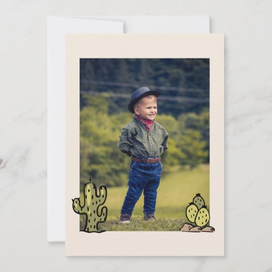 ファーストロデオワイルドウエストハンドドロッド子供の誕生日 招待状 (裏面)