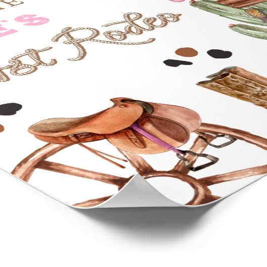 ファーストロデオワイルドウエスト女性のカーボーイ誕生日ウェルカム ポスター (角)