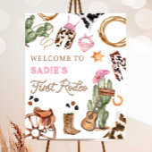 ファーストロデオワイルドウエスト女性のカーボーイ誕生日ウェルカム ポスター