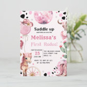 ファーストロデオワイルドウエスト女性のカーボーイ誕生日招待状 招待状 (スタンド正面)
