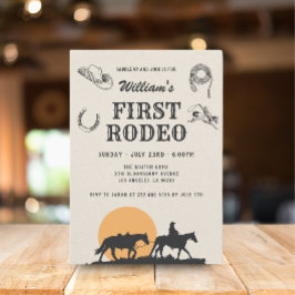 ファーストロデオヴィンテージニュートラルカウボーイ1st誕生日 招待状