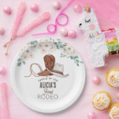 ファーストロデオ女性のカーボーイウェスタンフローラ1st誕生日 ペーパープレート (パーティー)