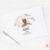 ファーストロデオ女性のカーボーイウェスタンフローラ1st誕生日 ラウンドシール (封筒)