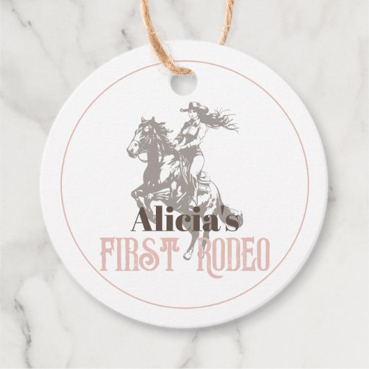 ファーストロデオ女性のカーボーイウエスタンピンク1st誕生日 フェイバータグ (正面)