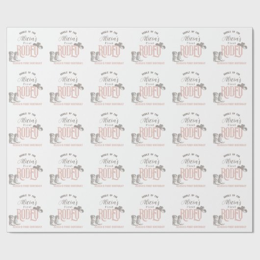 ファーストロデオ女性のカーボーイウエスタンピンク1st誕生日 ラッピングペーパー (フラット)