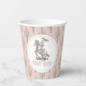 ファーストロデオ女性のカーボーイウエスタンピンク1st誕生日 紙コップ (正面)