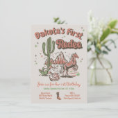 ファーストロデオ女性のカーボーイカウボーイ誕生日招待状 招待状 (スタンド正面)