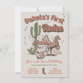 ファーストロデオ女性のカーボーイカウボーイ誕生日招待状 招待状 (正面)