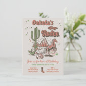 ファーストロデオ女性のカーボーイカウボーイ誕生日 招待状 (スタンド正面)