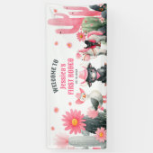 ファーストロデオ女性のカーボーイキュートウェスタン子供の誕生日 横断幕 (縦)