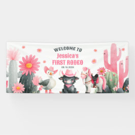 ファーストロデオ女性のカーボーイキュートウェスタン子供の誕生日 横断幕