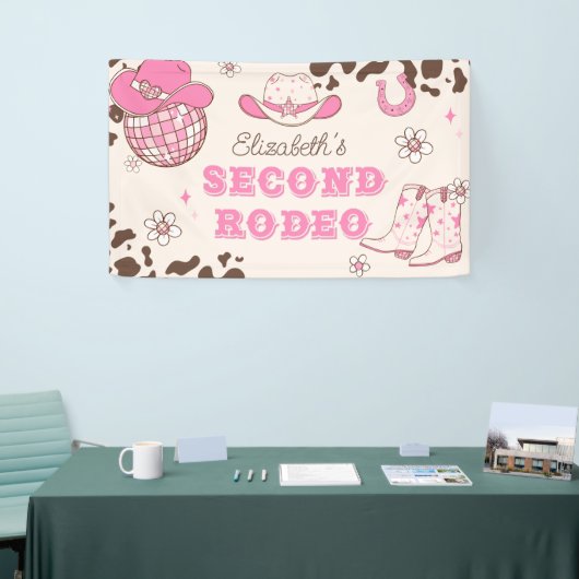 ファーストロデオ女性のカーボーイセカンドロデオ誕生日パーティー 横断幕 (トレードショー)