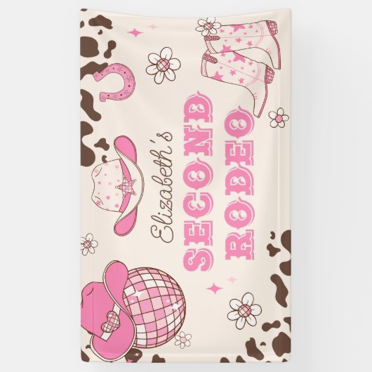 ファーストロデオ女性のカーボーイセカンドロデオ誕生日パーティー 横断幕 (縦)