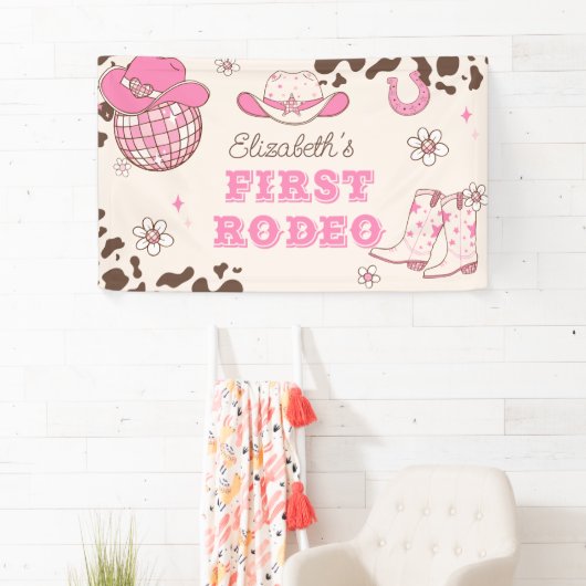 ファーストロデオ女性のカーボーイブラウン1日パーティー 横断幕 (インサイチュ)