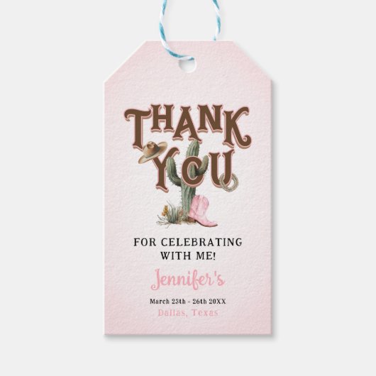 ファーストロデオ女性のカーボーイ誕生日ありがとう ギフトタグ (正面)