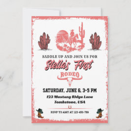 ファーストロデオ女性のカーボーイ誕生日パーティーの招待 招待状