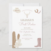 ファーストロデオ女性のカーボーイ誕生日パーティーの招待 招待状 (正面)