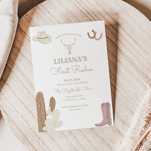 ファーストロデオ女性のカーボーイ誕生日パーティーの招待 招待状