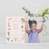 ファーストロデオ女性のカーボーイ誕生日パーティーフォト 招待状 (スタンド正面)