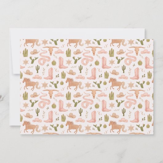 ファーストロデオ女性のカーボーイ誕生日パーティーフォト 招待状 (裏面)