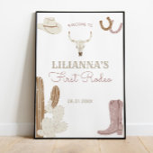 ファーストロデオ女性のカーボーイ誕生日パーティー歓迎ポスター ポスター