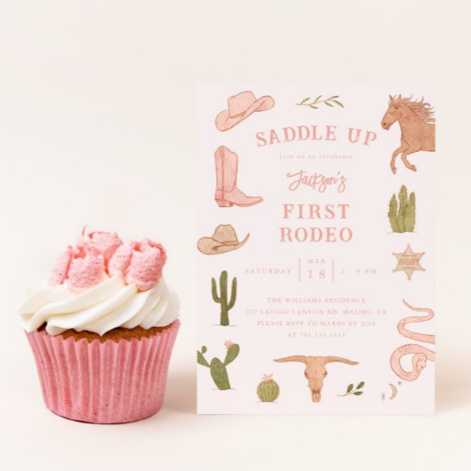 ファーストロデオ女性のカーボーイ誕生日パーティー 招待状