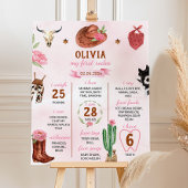 ファーストロデオ女性のカーボーイ誕生日マイルストーンポスター ポスター