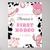 ファーストロデオ女性のカーボーイ1st誕生日パーティーへようこそ ポスター (正面)