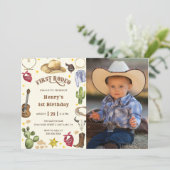 ファーストロデオ誕生日カウボーイ誕生日写真 招待状 (スタンド正面)