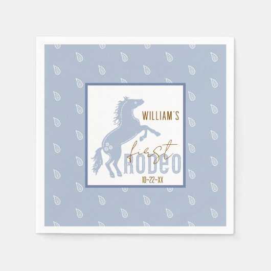 ファーストロデオ誕生日ナプキンス – ウェスタンカウボーイザーズ スタンダードカクテルナプキン (正面)