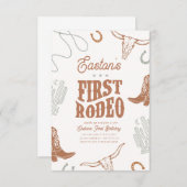 ファーストロデオ誕生日招待状カウボーイパーティー 招待状 (正面/裏面)