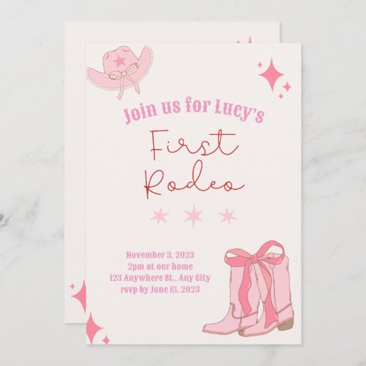 ファーストロデオ誕生日招待状 招待状 (正面/裏面)