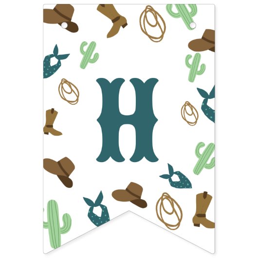 ファーストロデオ誕生日1stカウボーイウェスタン バンティングフラッグ (第2の旗)