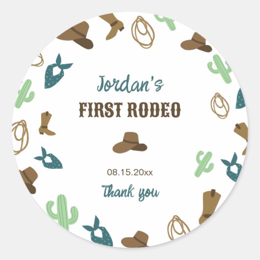ファーストロデオ誕生日1stカウボーイウェスタン ラウンドシール (正面)