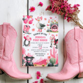 ファーストロデオ間抜けグース女性のカーボーイウェスタン誕生日 招待状