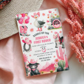 ファーストロデオ間抜けグース女性のカーボーイウェスタン誕生日 招待状