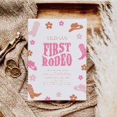 ファーストロデオ1st誕生日招待状レトロ女性のカーボーイ 招待状