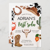 ファーストロデオ ウェスタンコウボーイ ファーストバースデー 招待状 (正面/裏面)