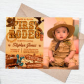 ファーストロデオ – カウボーイ誕生日付き写真 招待状