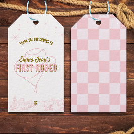 ファーストロデオ ピンクカウガール 1歳の誕生日ありがとう ギフトタグ