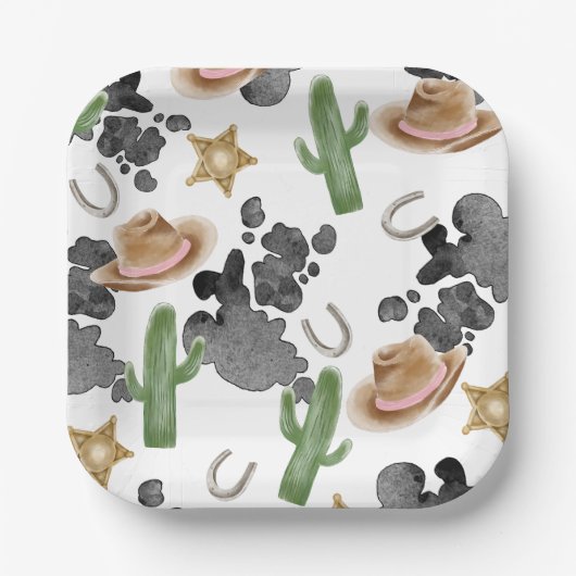ファーストロデオ 1歳の誕生日 赤ちゃん牛 紙皿 (正面)