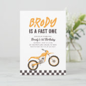 ファーストワンイエローダートバイクボーイ1歳の誕生日 招待状 (スタンド正面)