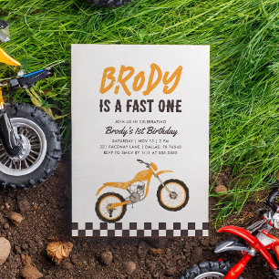 ファーストワンイエローダートバイクボーイ1歳の誕生日 招待状