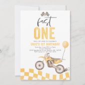 ファーストワンイエローダートバイクボーイ1st誕生日パーティー 招待状 (正面)