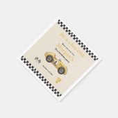 ファーストワンイエローレースカーキッズファースト誕生日パーティー スタンダードカクテルナプキン (角)