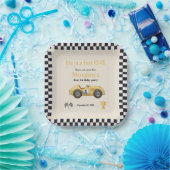 ファーストワンイエローレースカーキッズファースト誕生日パーティー ペーパープレート (パーティー)