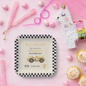 ファーストワンイエローレースカーキッズファースト誕生日パーティー ペーパープレート (パーティー)