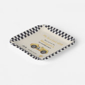 ファーストワンイエローレースカーキッズファースト誕生日パーティー ペーパープレート (傾斜あり)