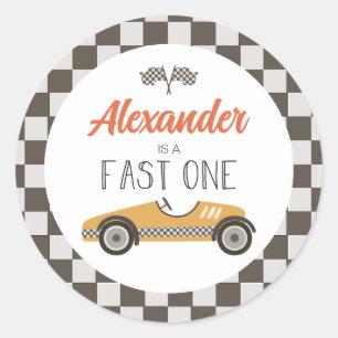 ファーストワンイエローレースカー誕生日 ラウンドシール